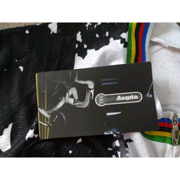 Men's AOGDA Cycling Sleeveless Jersey 3XL UNISEX WHITE MULTICOLOR BIKE LOGO NEW - Picture 9 of 12